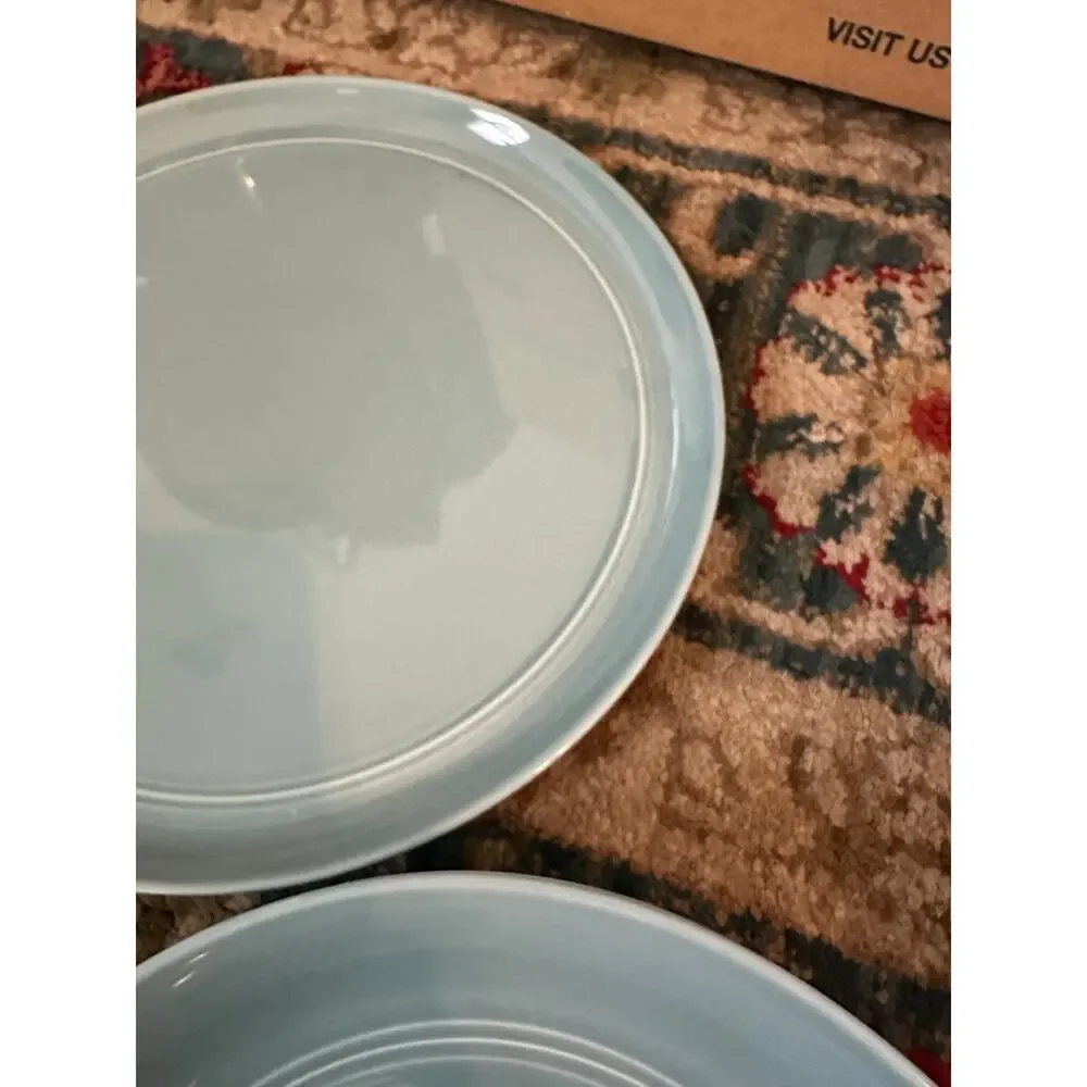 Crate & Barrel Aaron Probyn Stonewear Dinner Plate Hue Blue Set Of 4